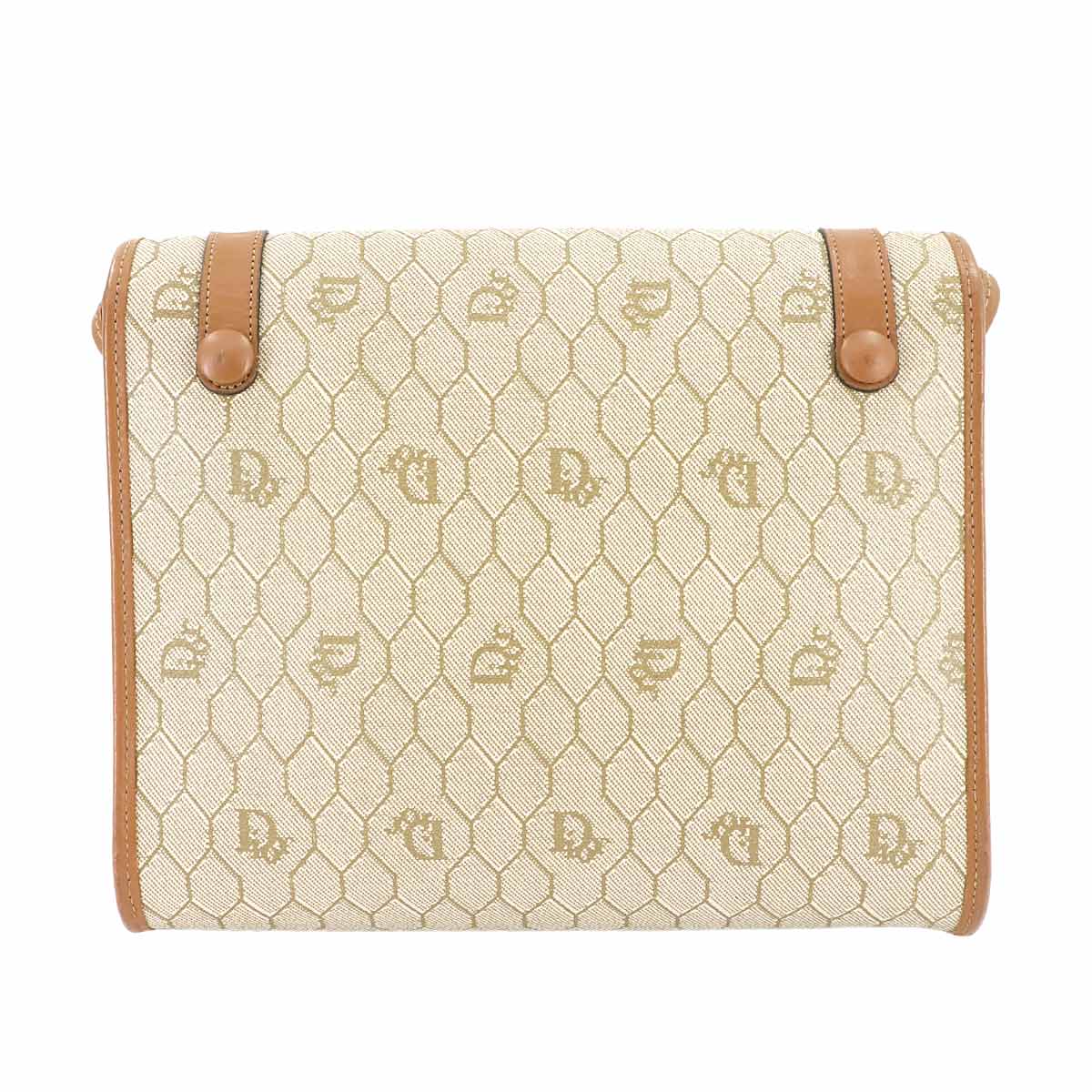 Christian Dior Honeycomb Shoulder Bag PVC Leather Beige Brown Purse