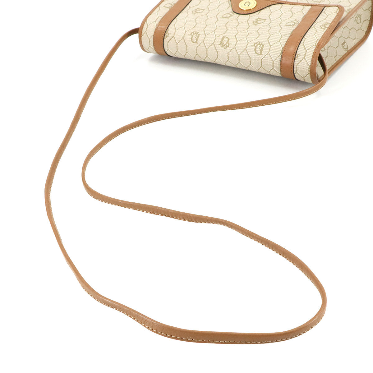 Christian Dior Honeycomb Shoulder Bag PVC Leather Beige Brown Purse