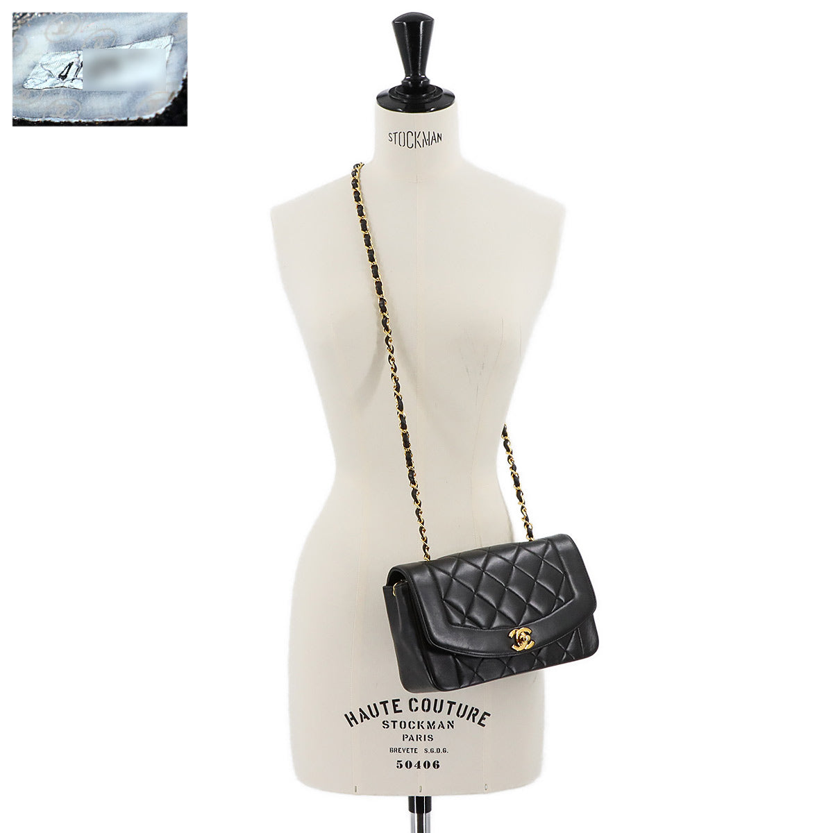 Diana Matelasse 22 Chain Shoulder Bag Leather A01164 Vintage 90287667