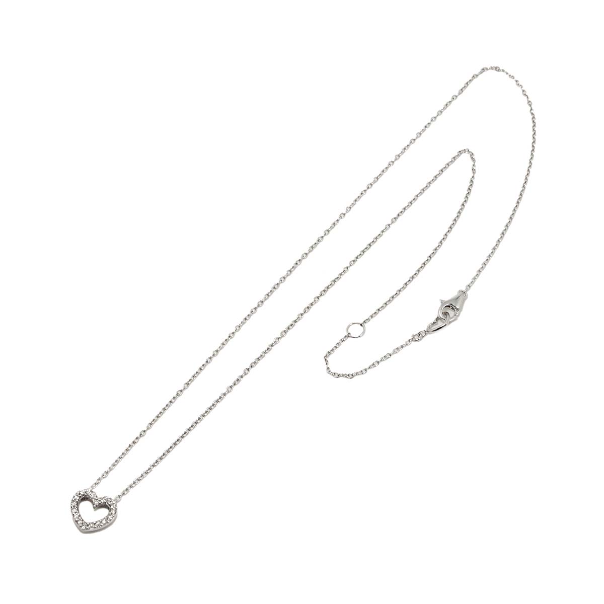Heart Motif Diamond 0.15ct Necklace 18K White Gold 750
