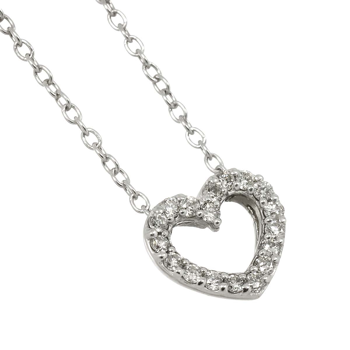 Heart Motif Diamond 0.15ct Necklace 18K White Gold 750