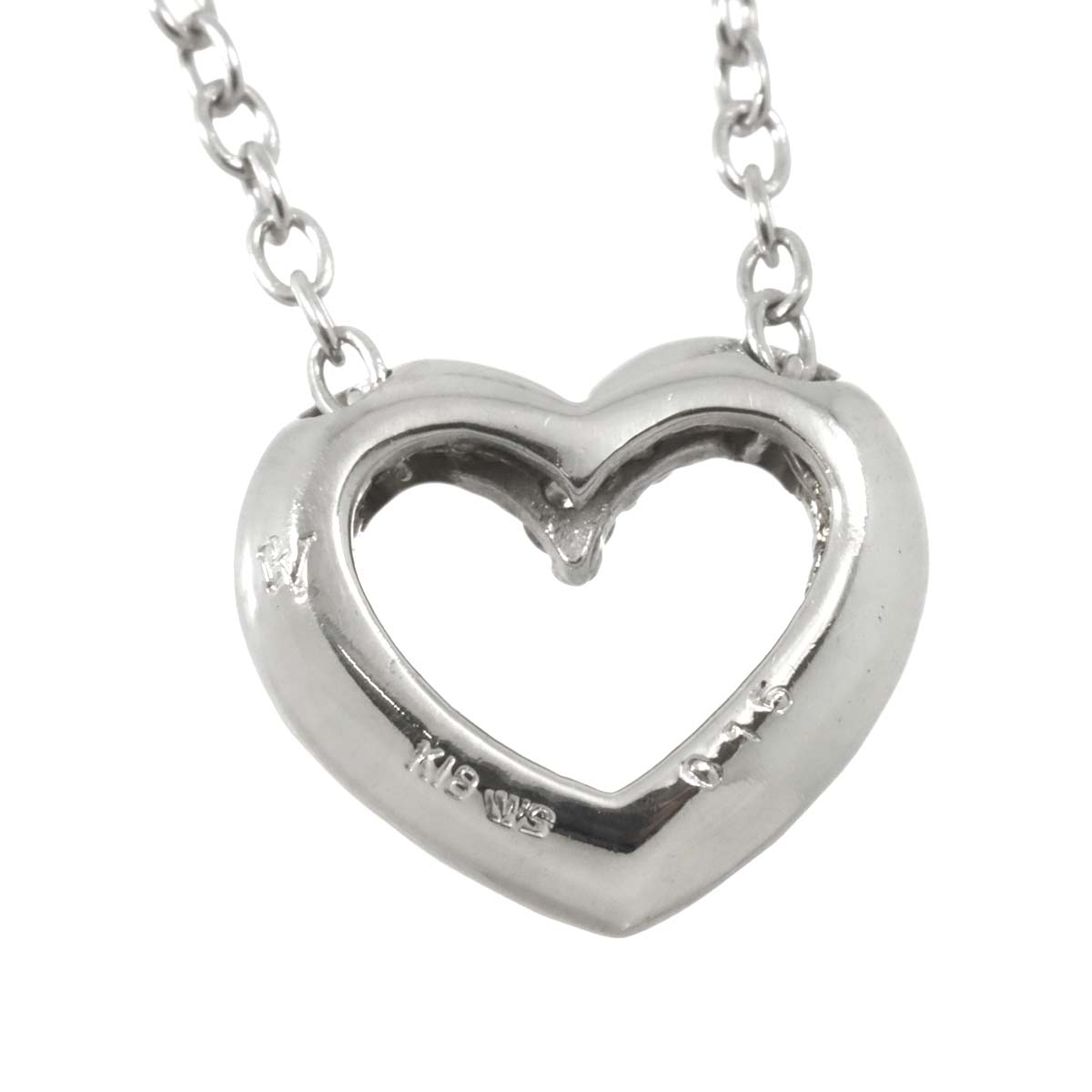 Heart Motif Diamond 0.15ct Necklace 18K White Gold 750