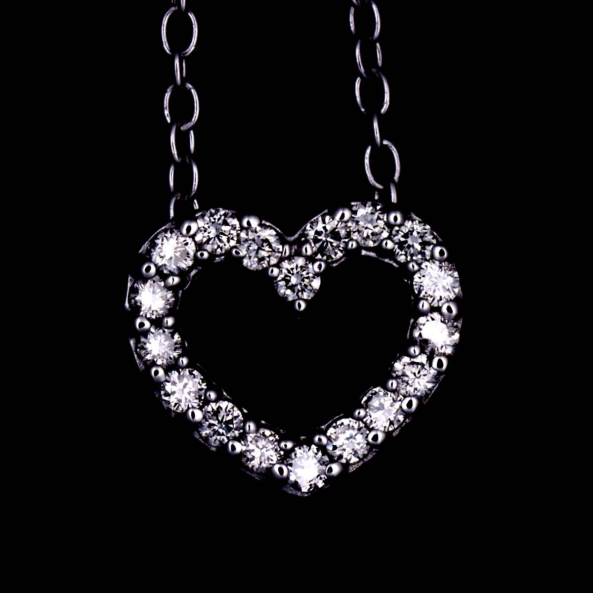 Heart Motif Diamond 0.15ct Necklace 18K White Gold 750