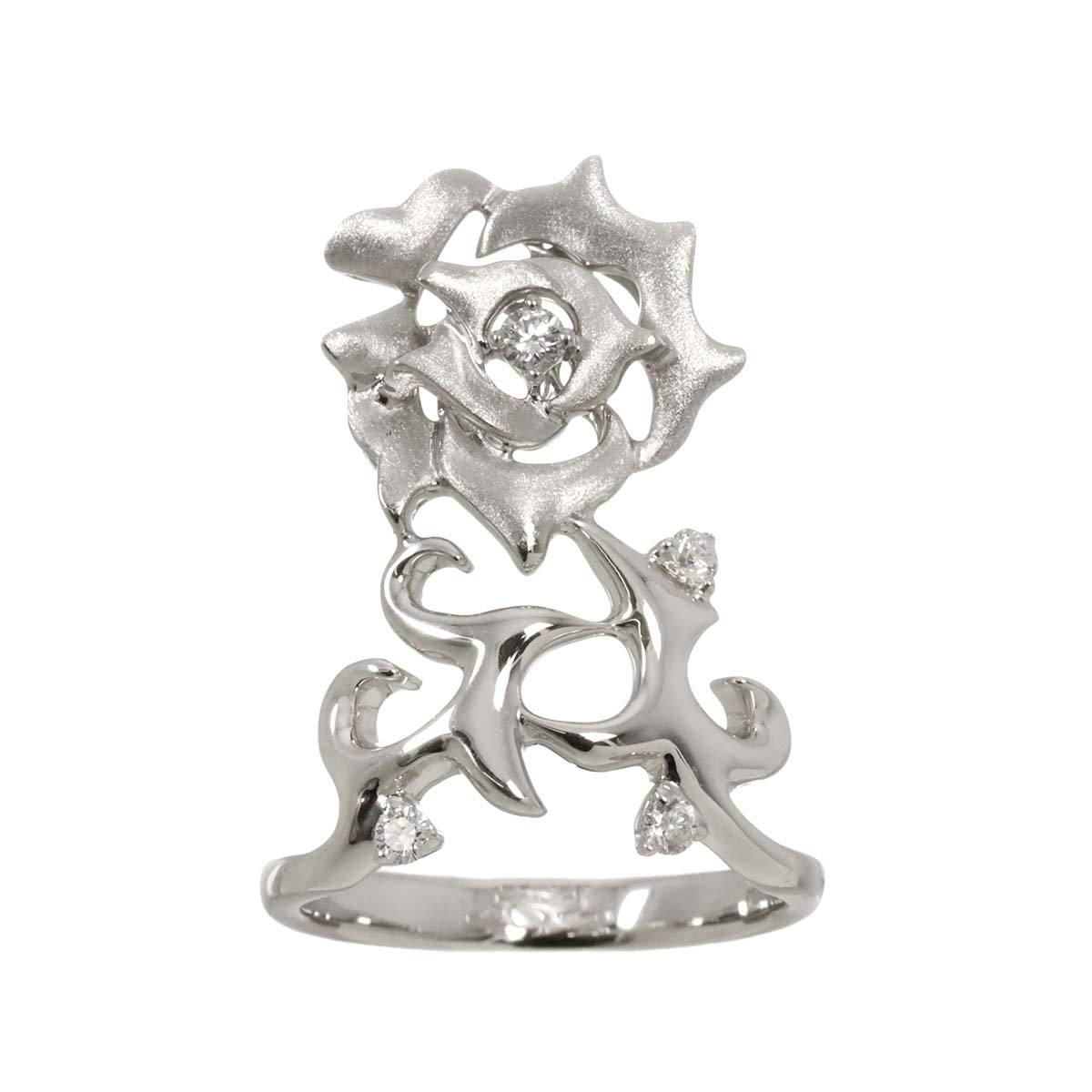 Diamond 0.15ct Ring 18K K18 WG White Gold size5.75-6(US)