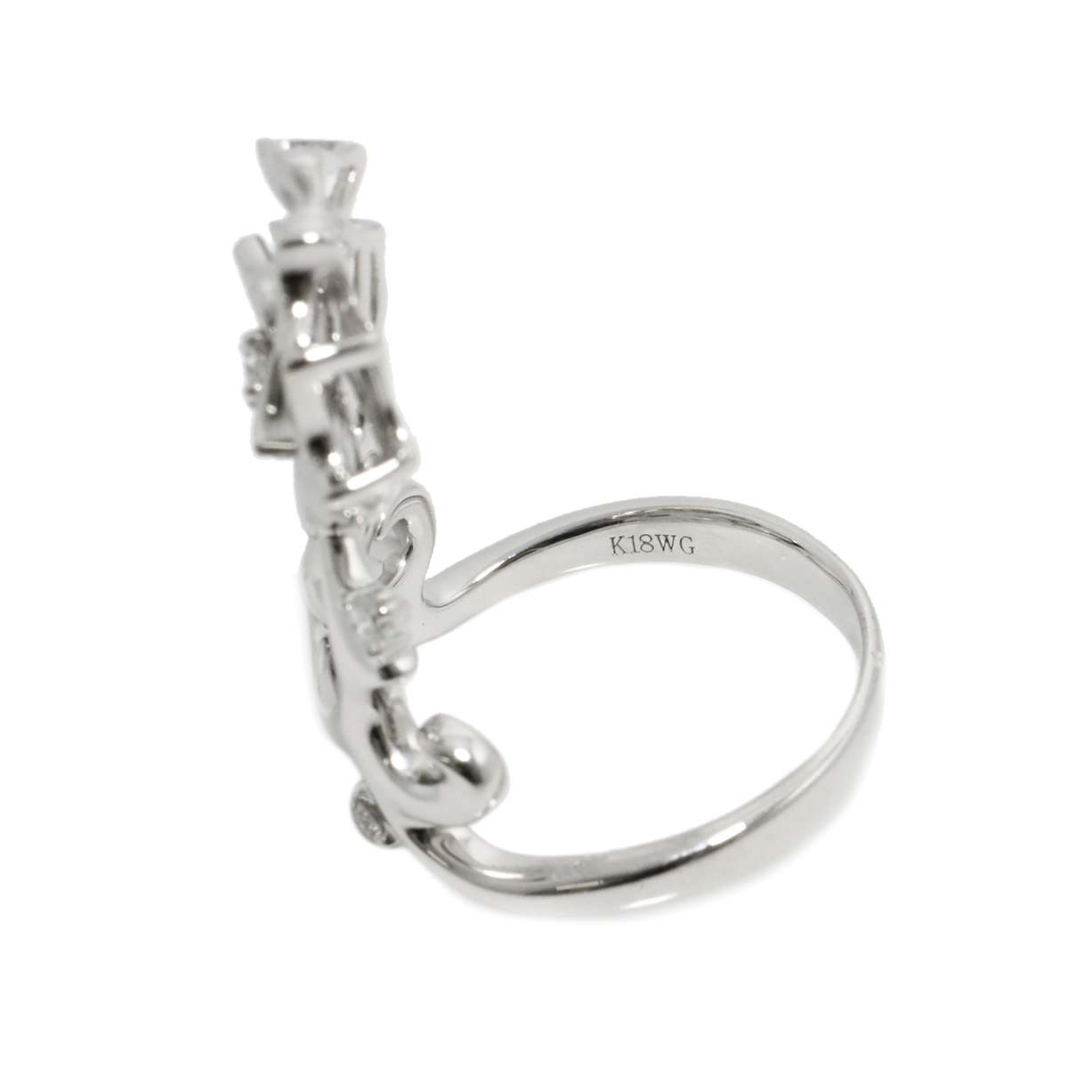 Diamond 0.15ct Ring 18K K18 WG White Gold size5.75-6(US)