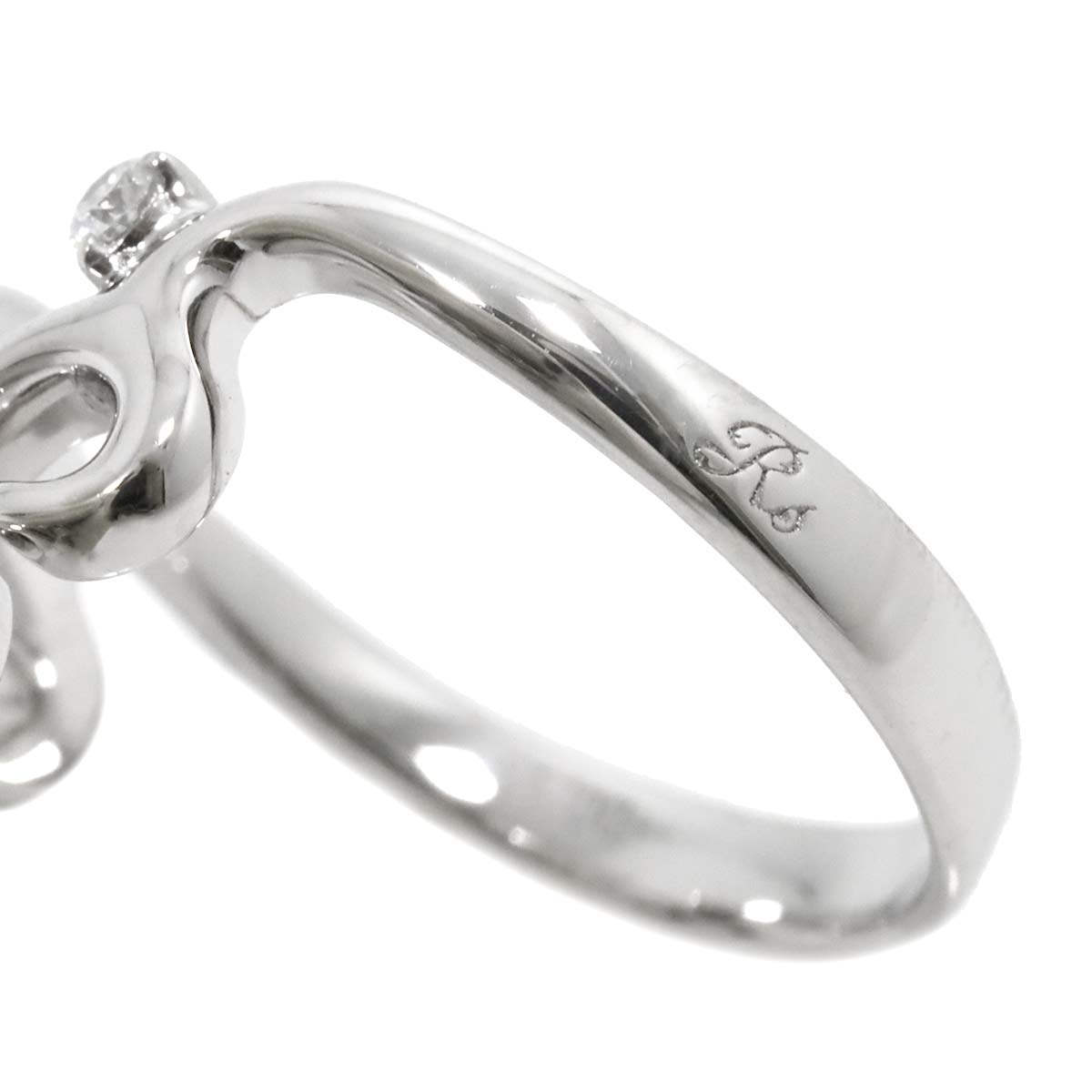 Diamond 0.15ct Ring 18K K18 WG White Gold size5.75-6(US)