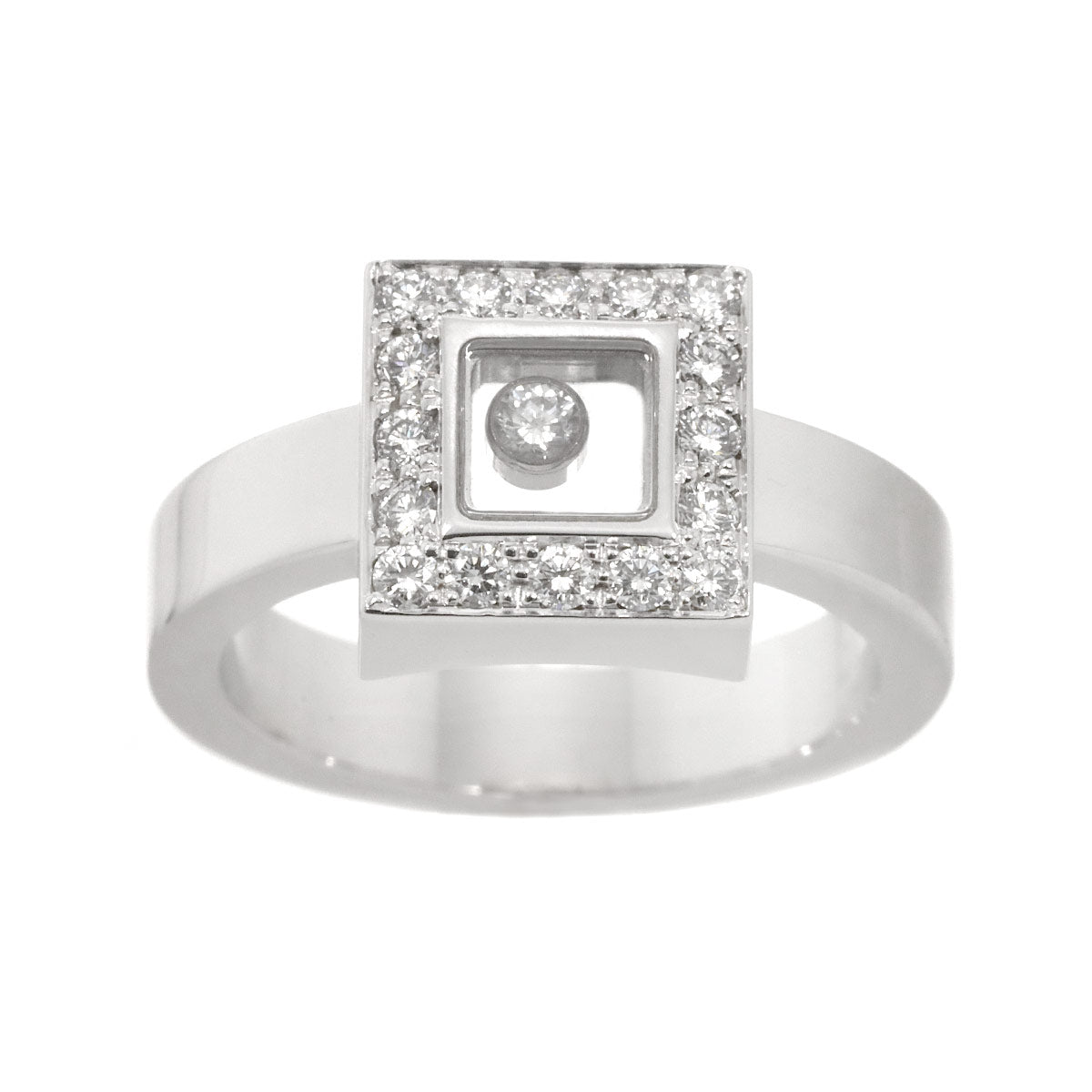 Happy Diamond Ring 18K WG 750 Size6.5-6.75(US)