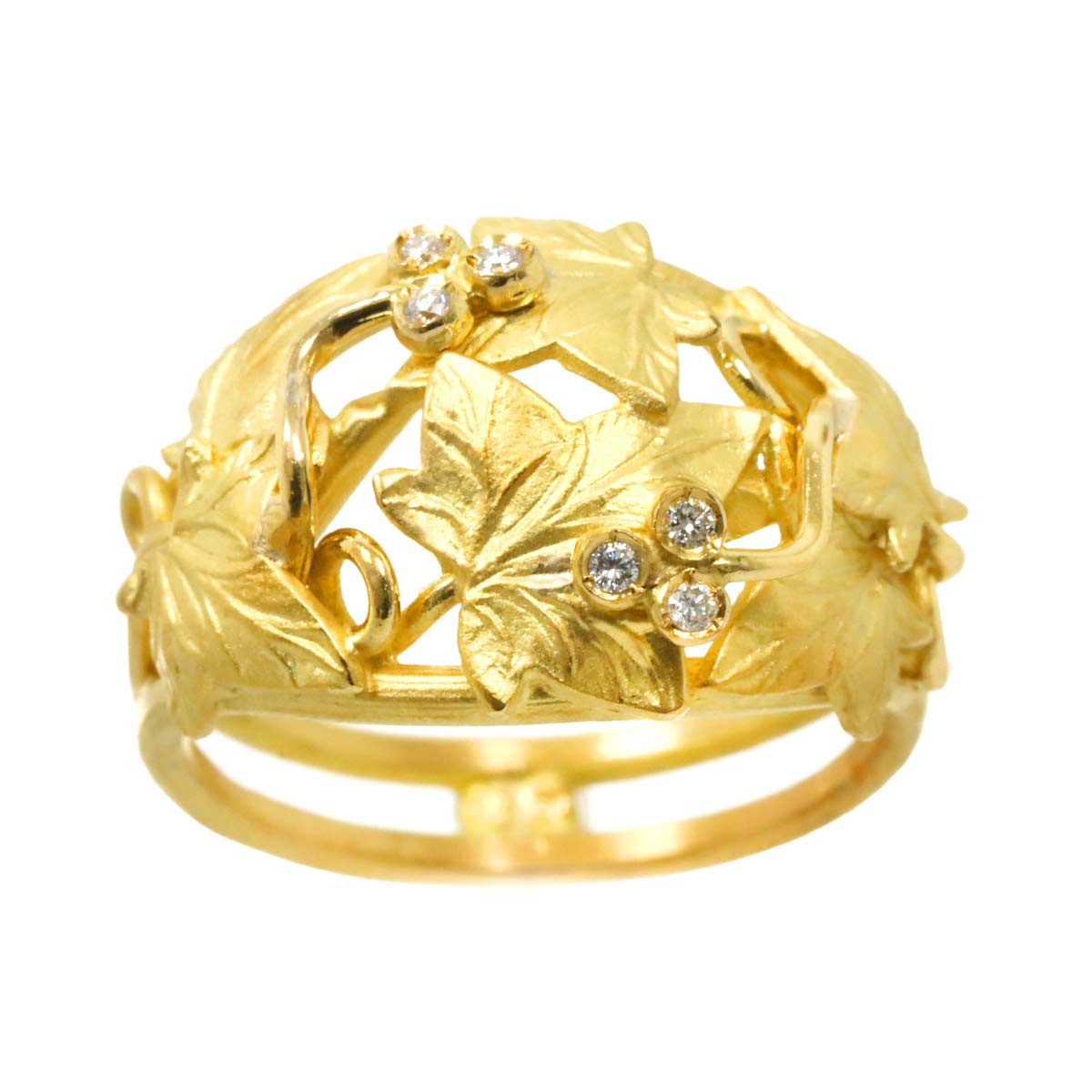 Diamond Ring 18K YG Yellow Gold 750 7.5(US)