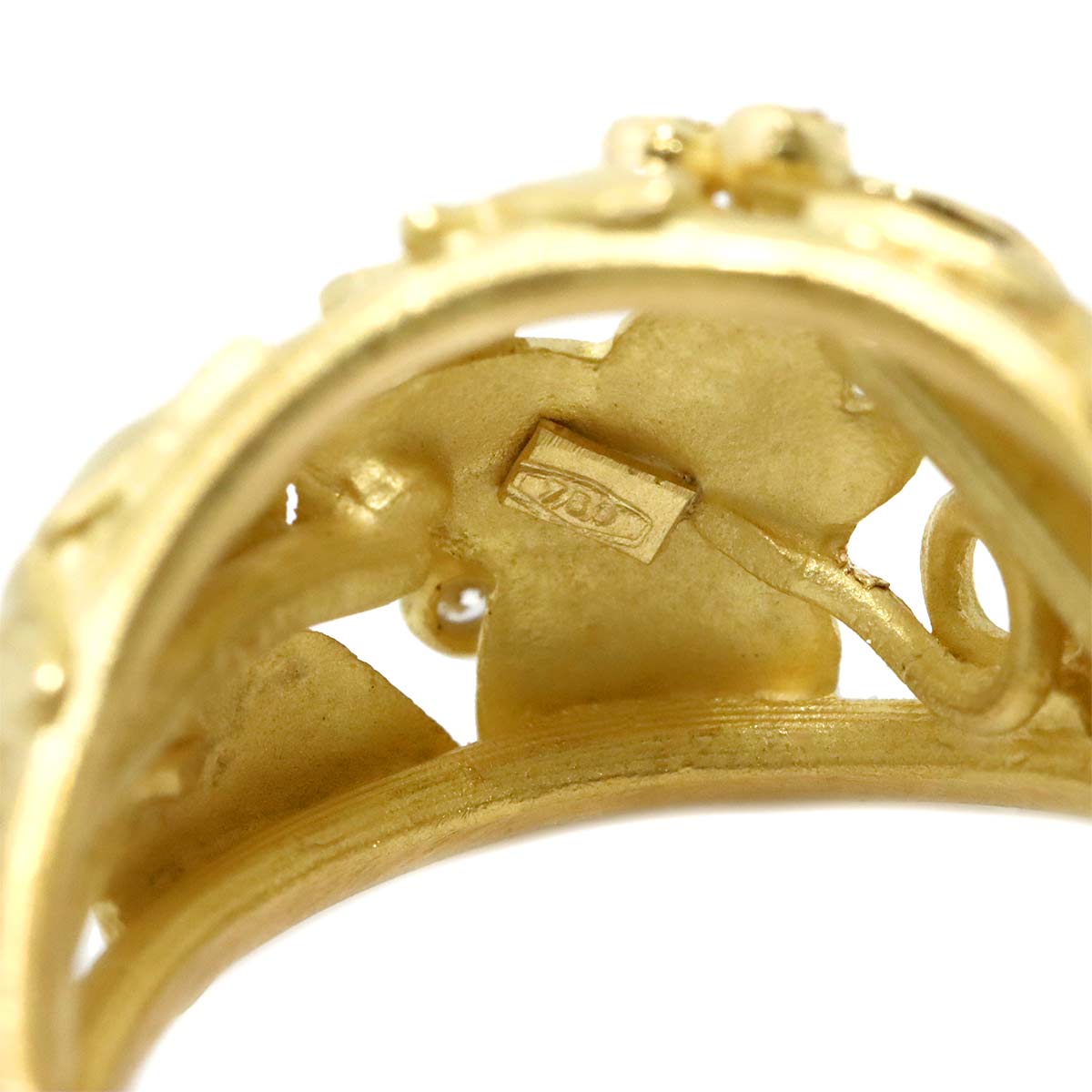 Diamond Ring 18K YG Yellow Gold 750 7.5(US)