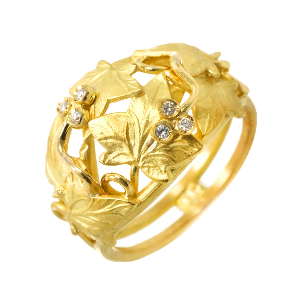 Diamond Ring 18K YG Yellow Gold 750 7.5(US)