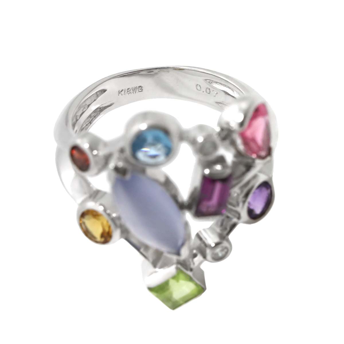 Multi Stone Diamond 0.07ct Ring 18K WG size6.75(US)