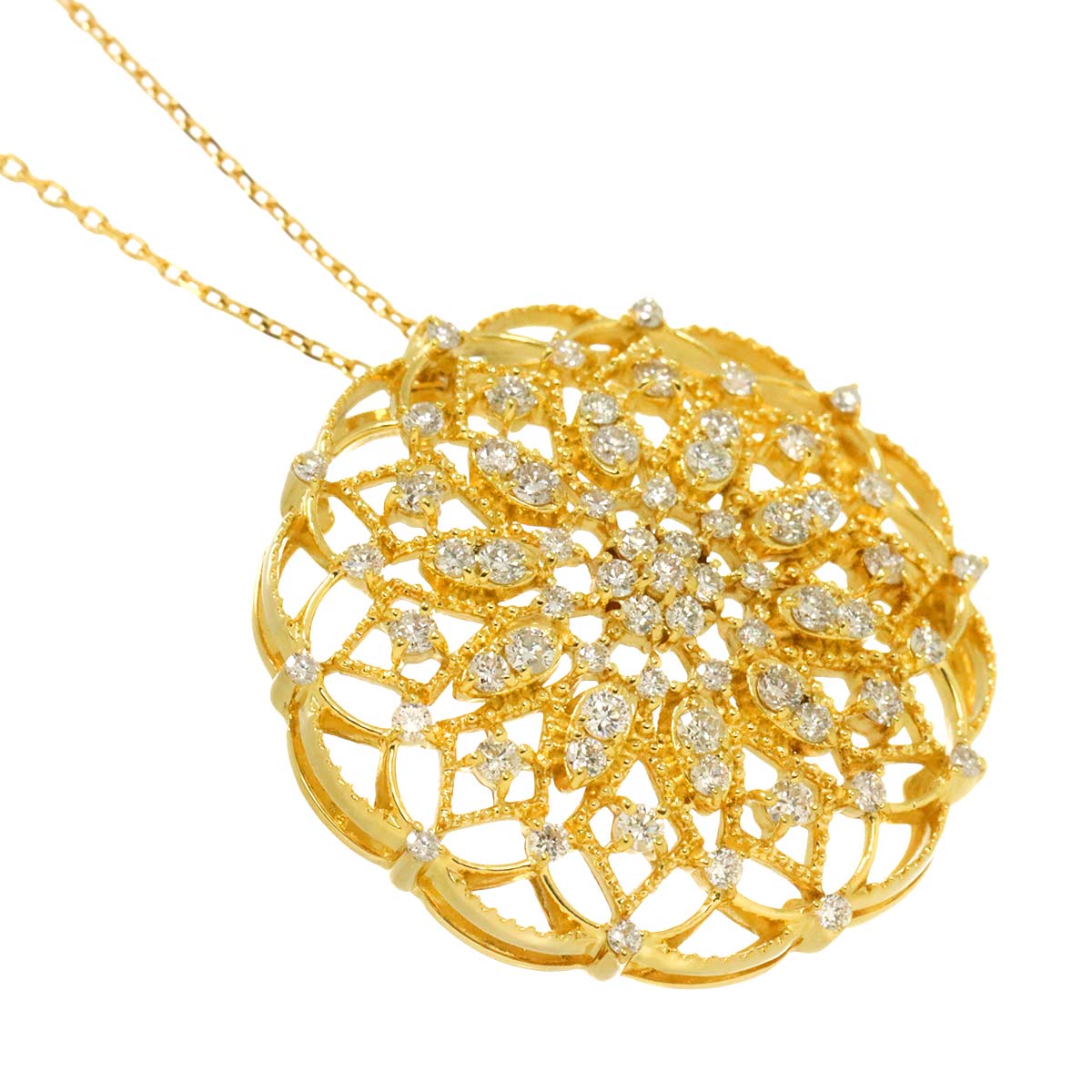 Diamond 0.65ct Necklace 18K Yellow Gold 750