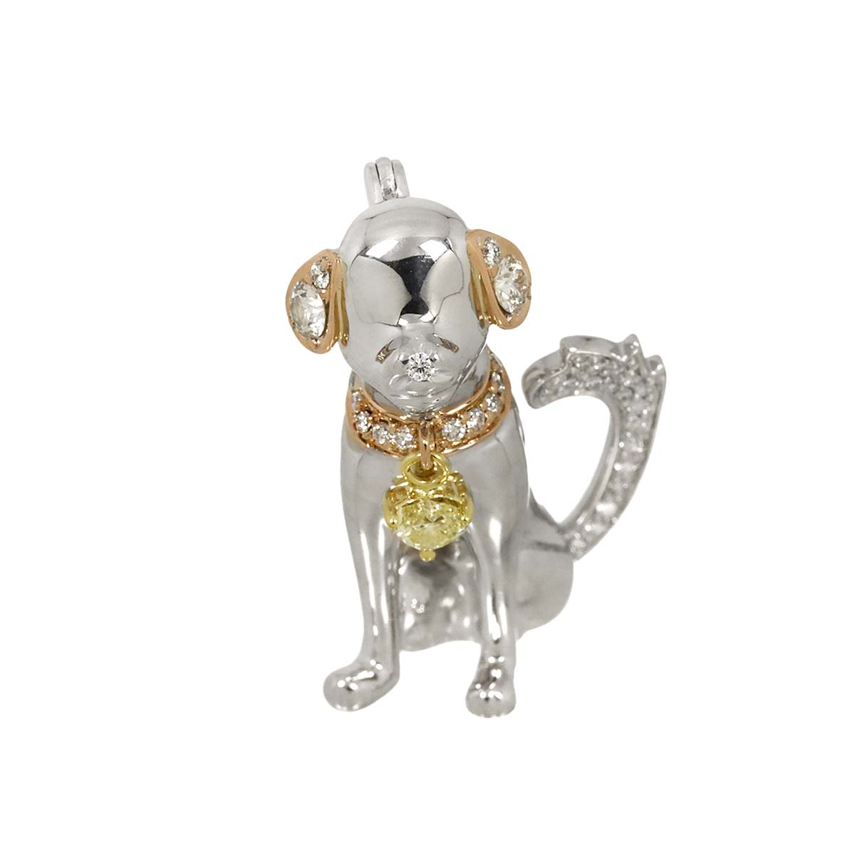 Diamond 0.36ct/0.19ct Brooch 18K WG YG White Yellow Gold 750
