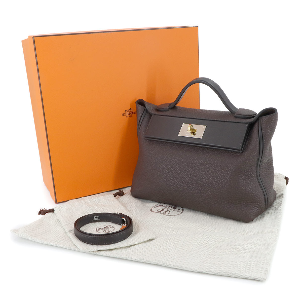 Sac 24/24 29 2way Hand Shoulder Bag Togo Swift Chocolat Purse