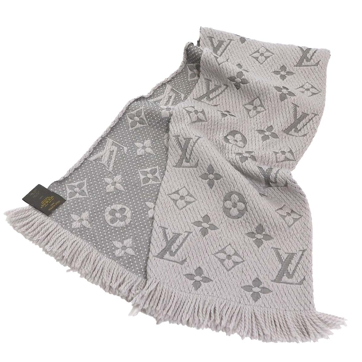 Logomania Winter Scarf Wool Silk Pearl Grey M74742