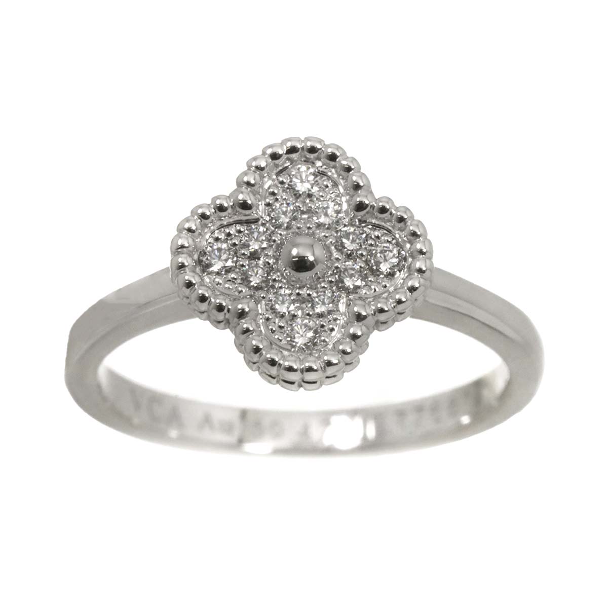 Sweet Alhambra Diamond Ring 18K WG 750 size47 4(US)