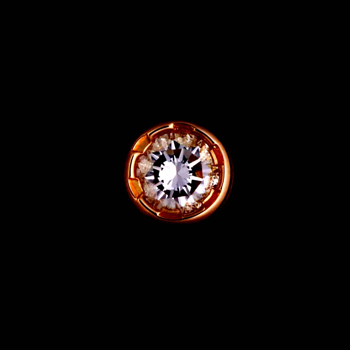 Flower Diamond Earrings Pierced 18K PG 750