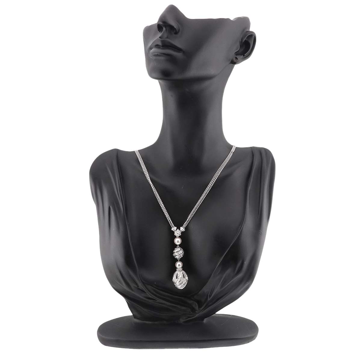 Akoya Pearl 7.3mm Diamond 2.02ct Necklace 18K K18 WG White Gold 750