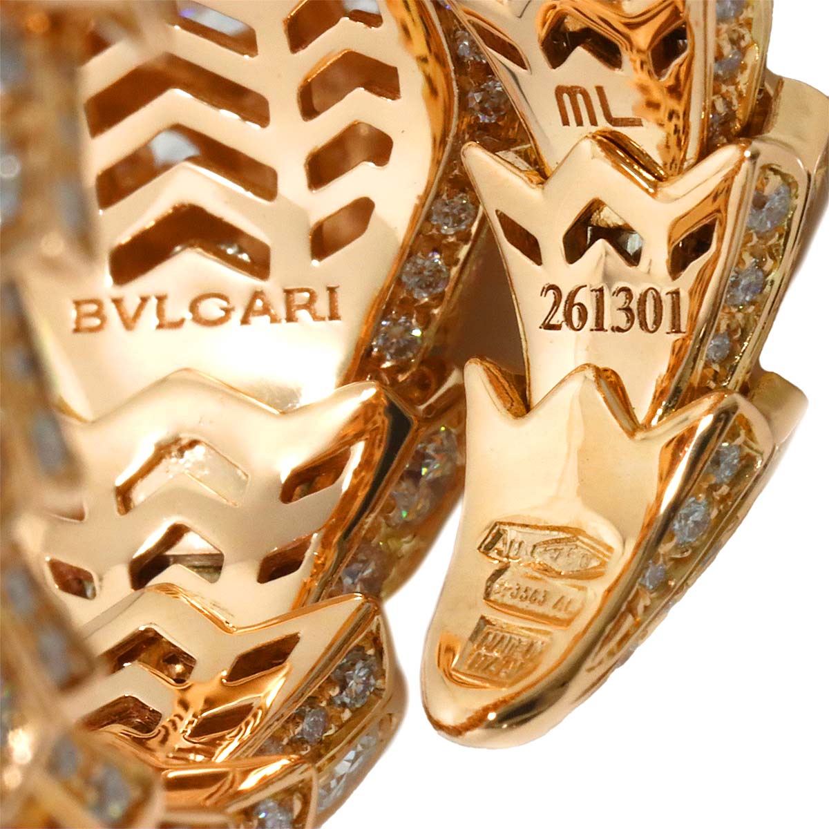Serpenti Viper Diamond Ring 18K PG 750 sizeML 7.5(US)