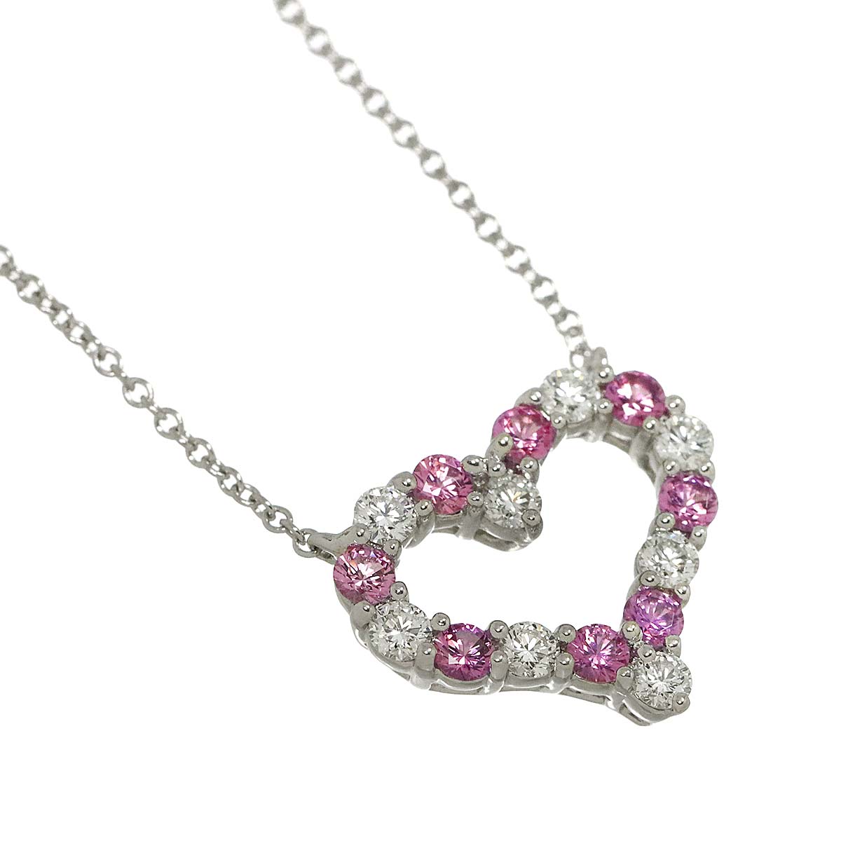 Sentimental Heart Sapphire Diamond Necklace Platinum