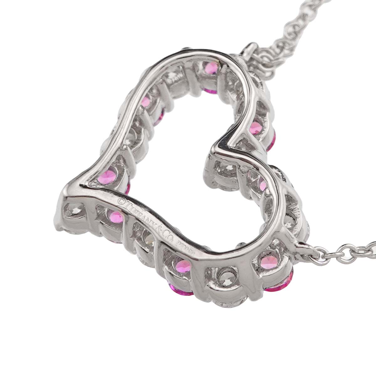 Sentimental Heart Sapphire Diamond Necklace Platinum