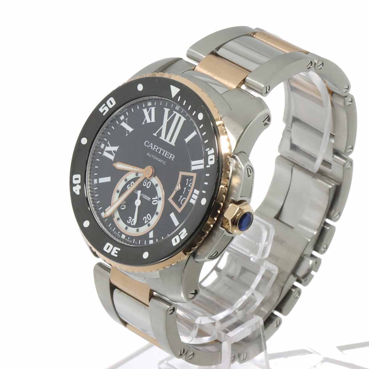 Calibre de Cartier Diver W7100054 Date 750 PG Black Dial Mens