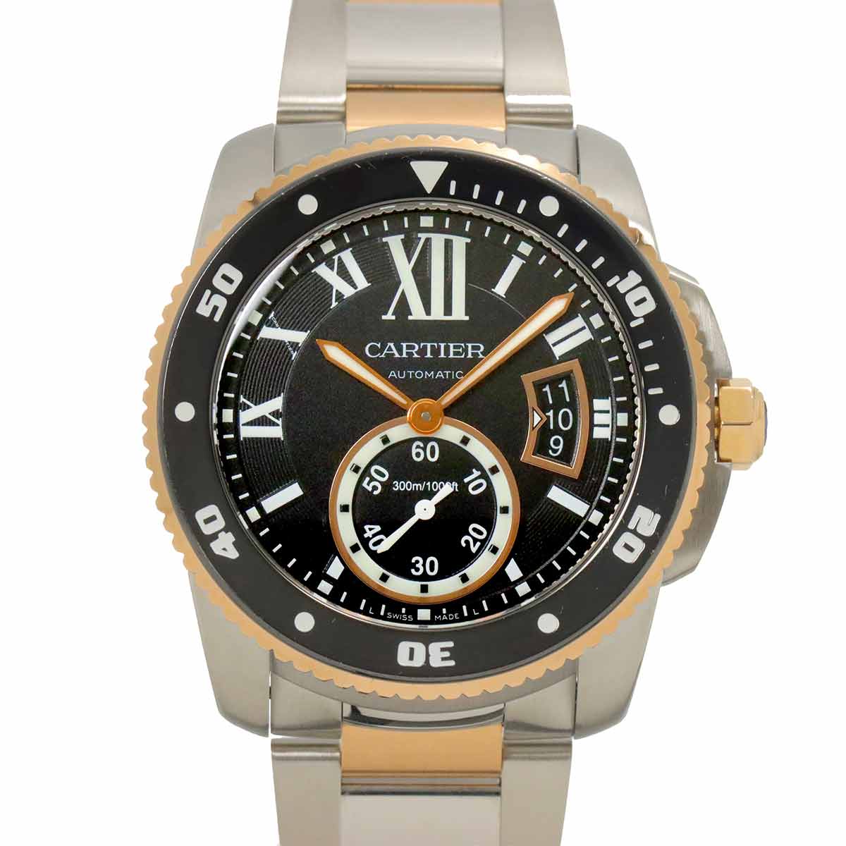 Calibre de Cartier Diver W7100054 Date 750 PG Black Dial Mens