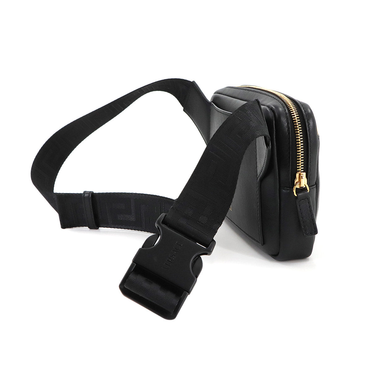 VERSACE Shoulder Bag Leather Black 1015546 Purse 90288211