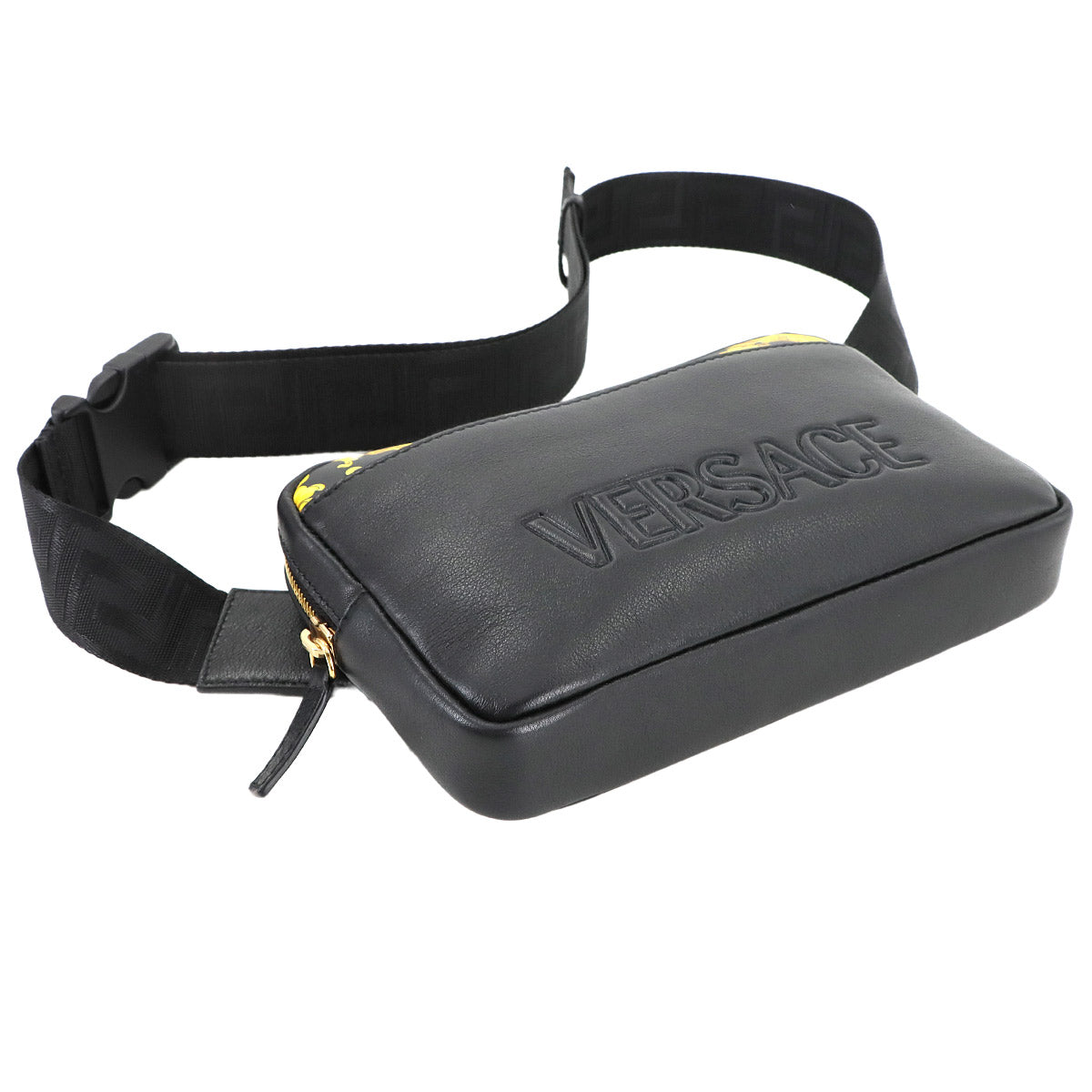 VERSACE Shoulder Bag Leather Black 1015546 Purse 90288211