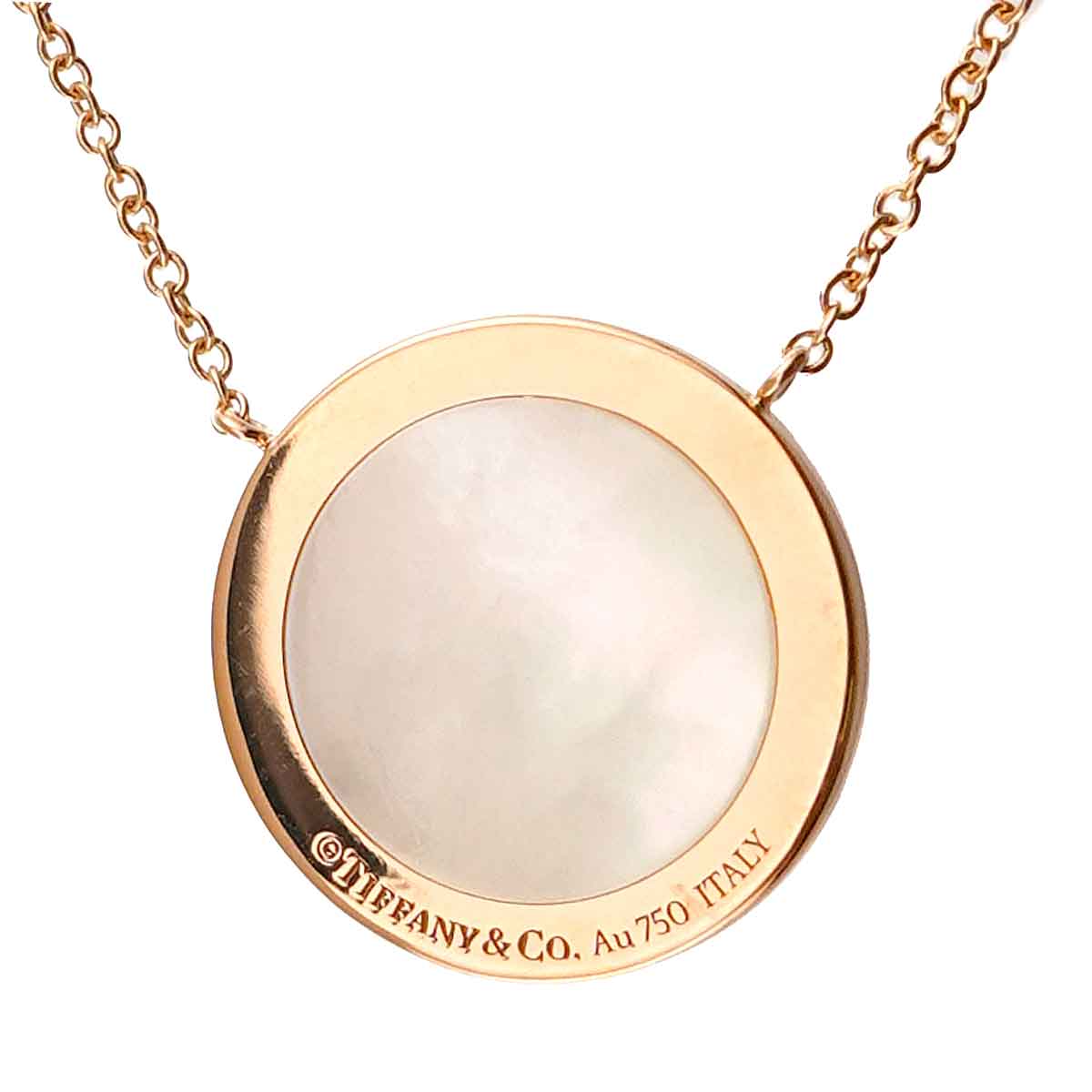 T circle Necklace Diamond Mother of Pearl MOP 18K PG 750