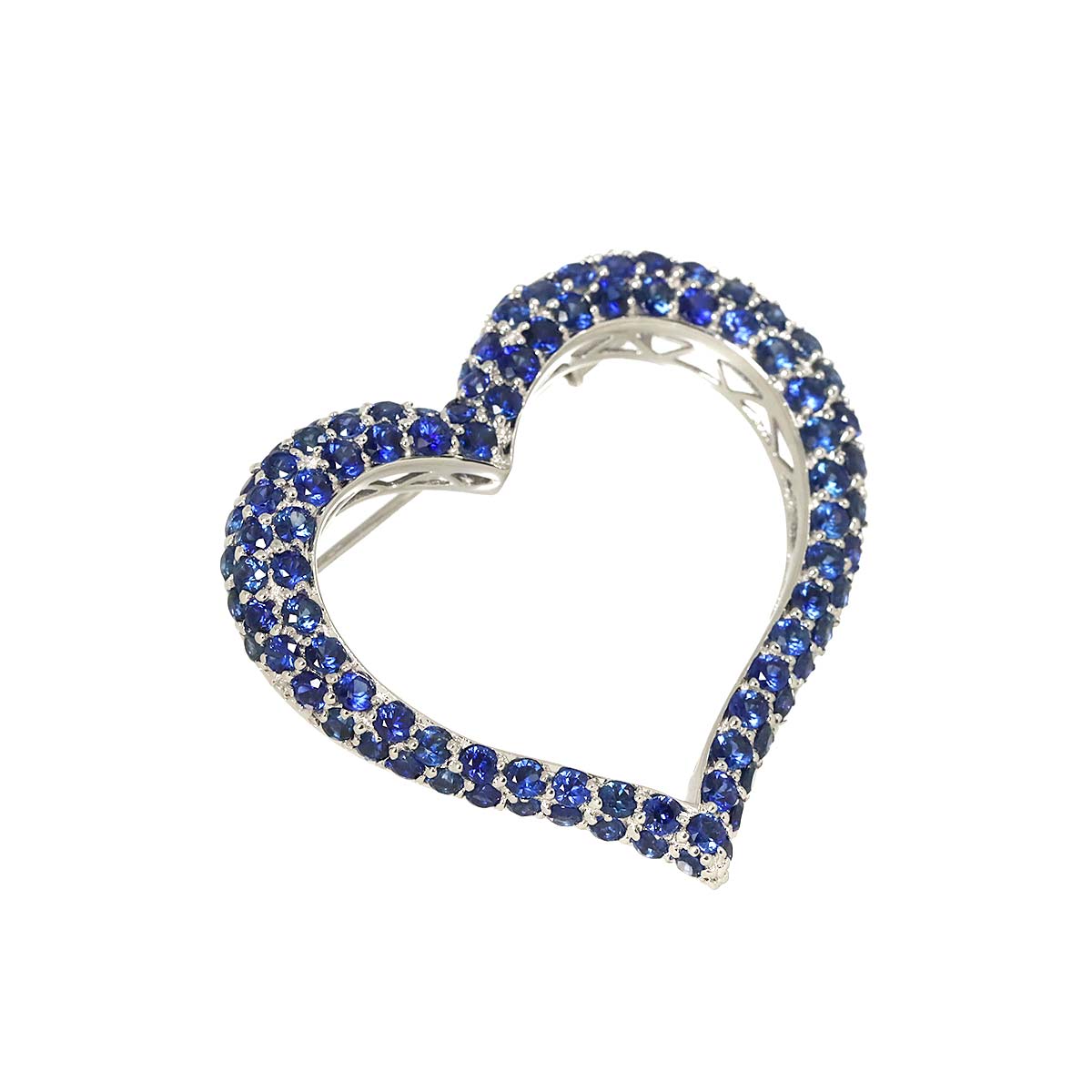 Sapphire 4.00ct Brooch 18K WG White Gold 750