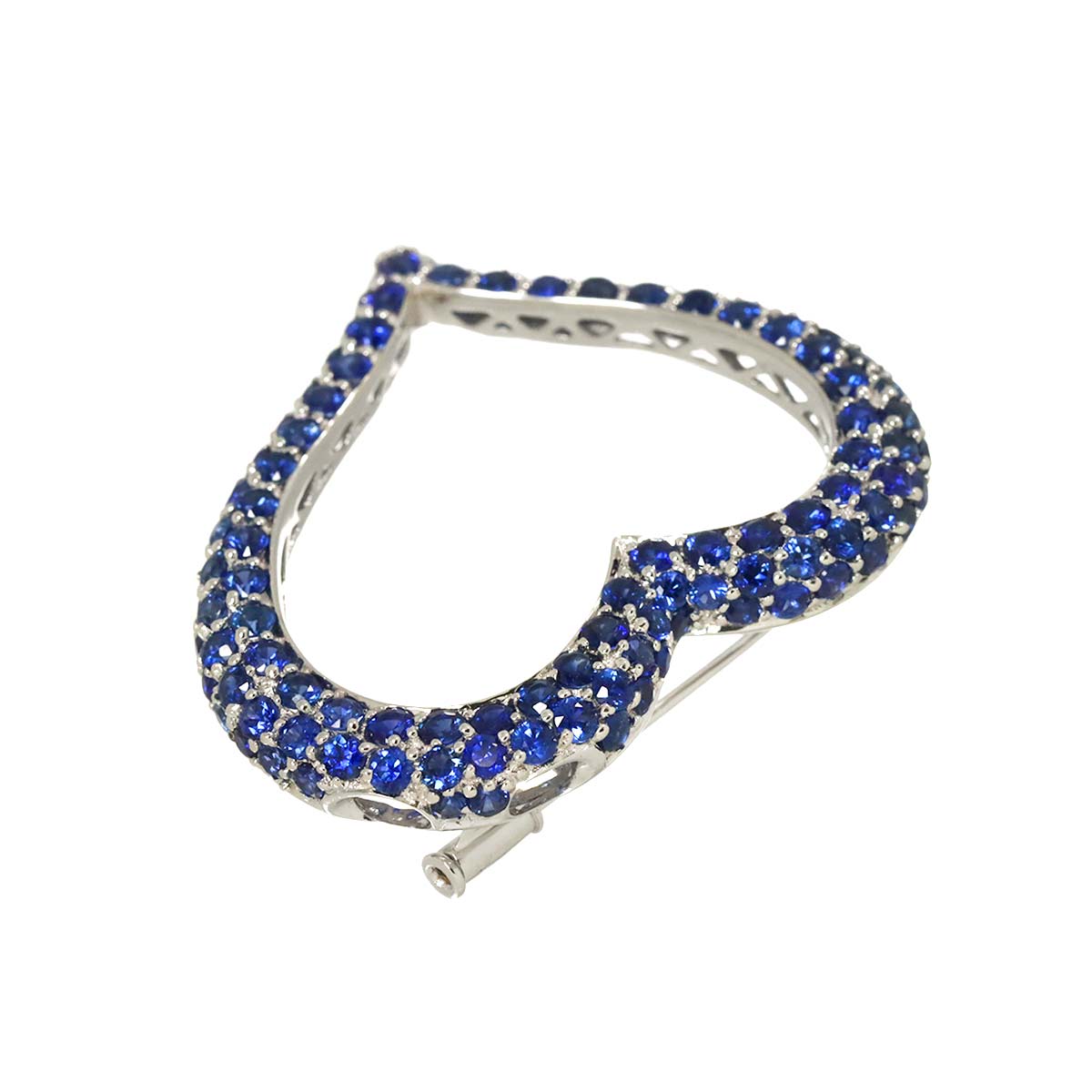 Sapphire 4.00ct Brooch 18K WG White Gold 750