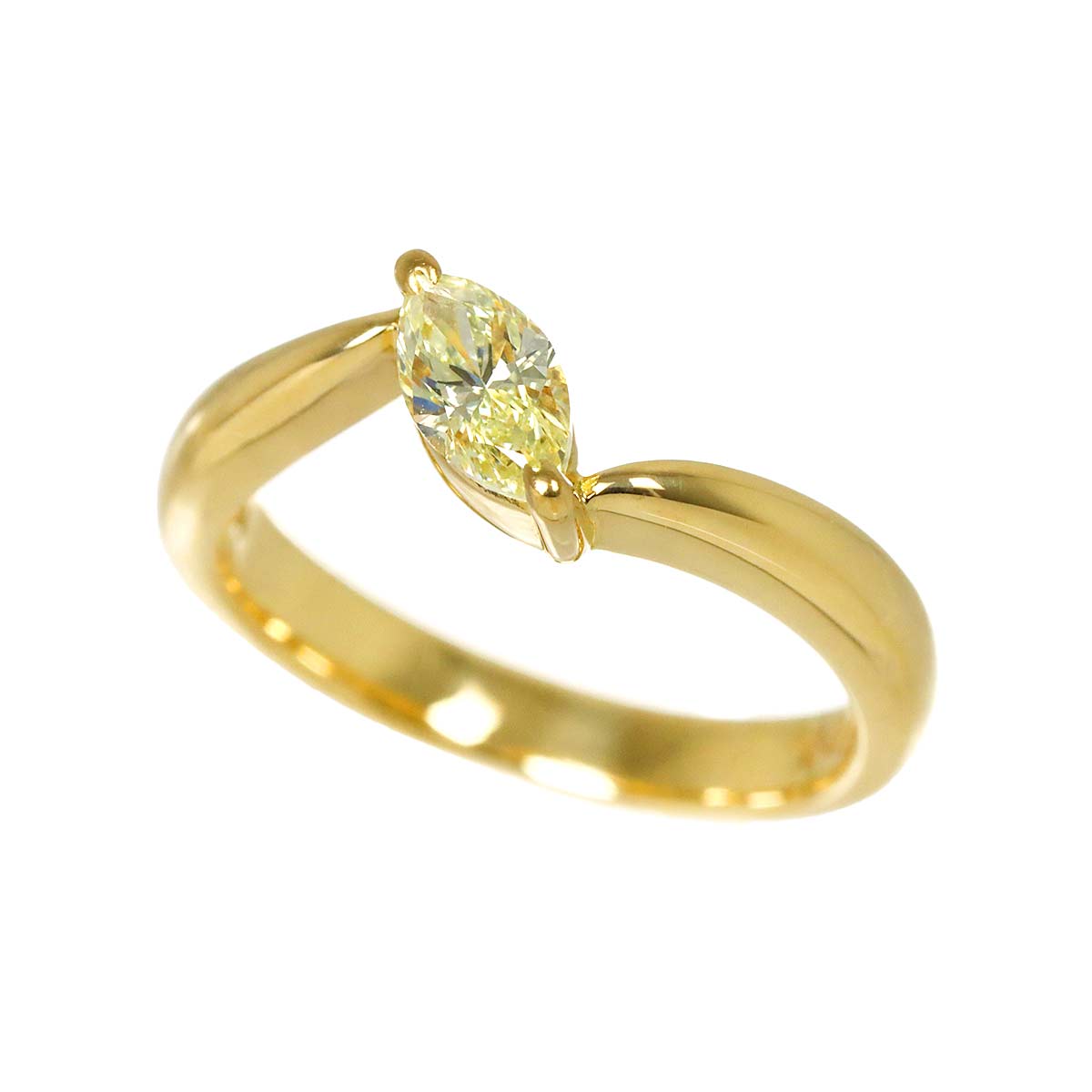 Diamond 0.38ct Ring 18K YG Yellow Gold 750 4.75-5(US)