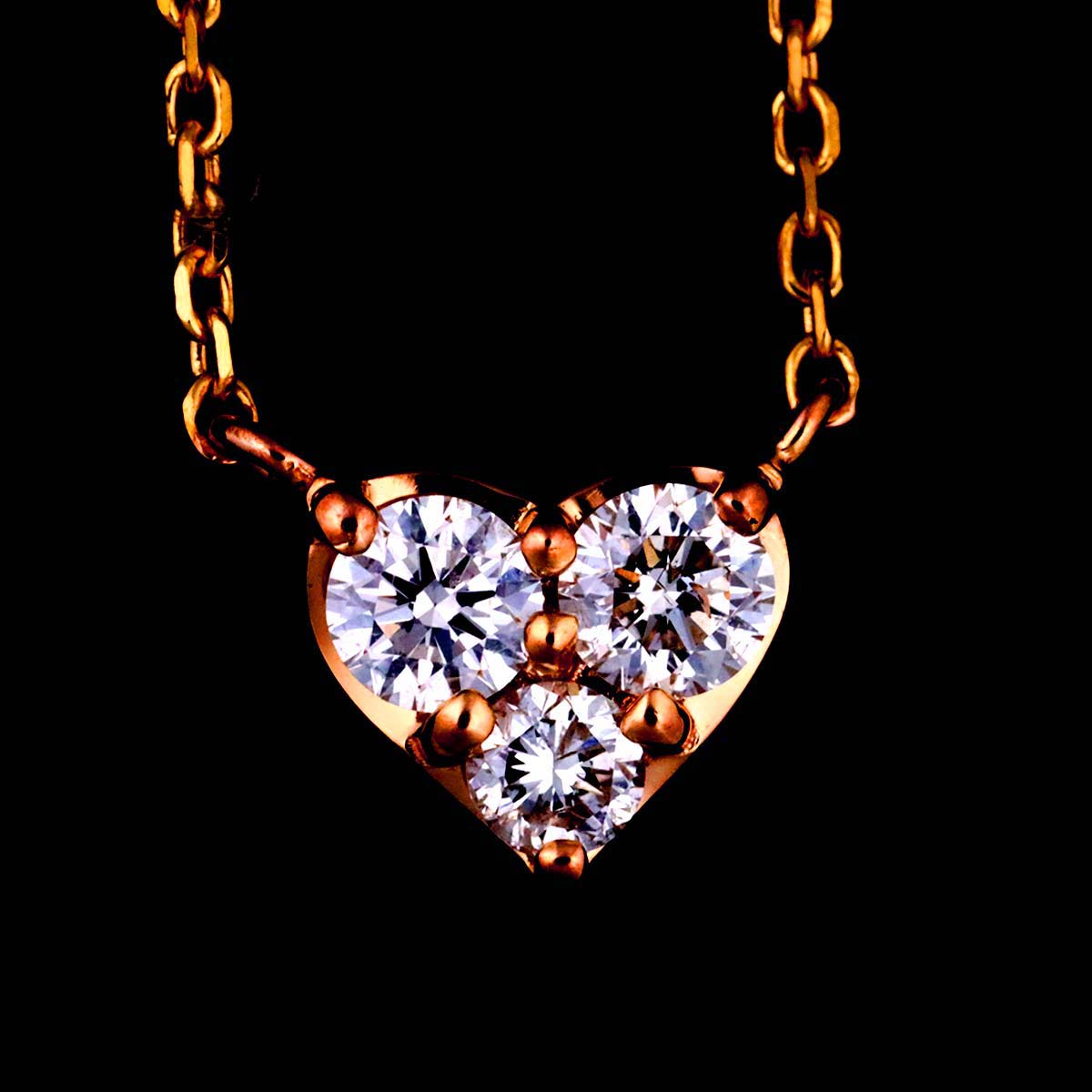 VENDOME Aoyama Diamond 0.22ct Heart Necklace 18K Pink Gold 750