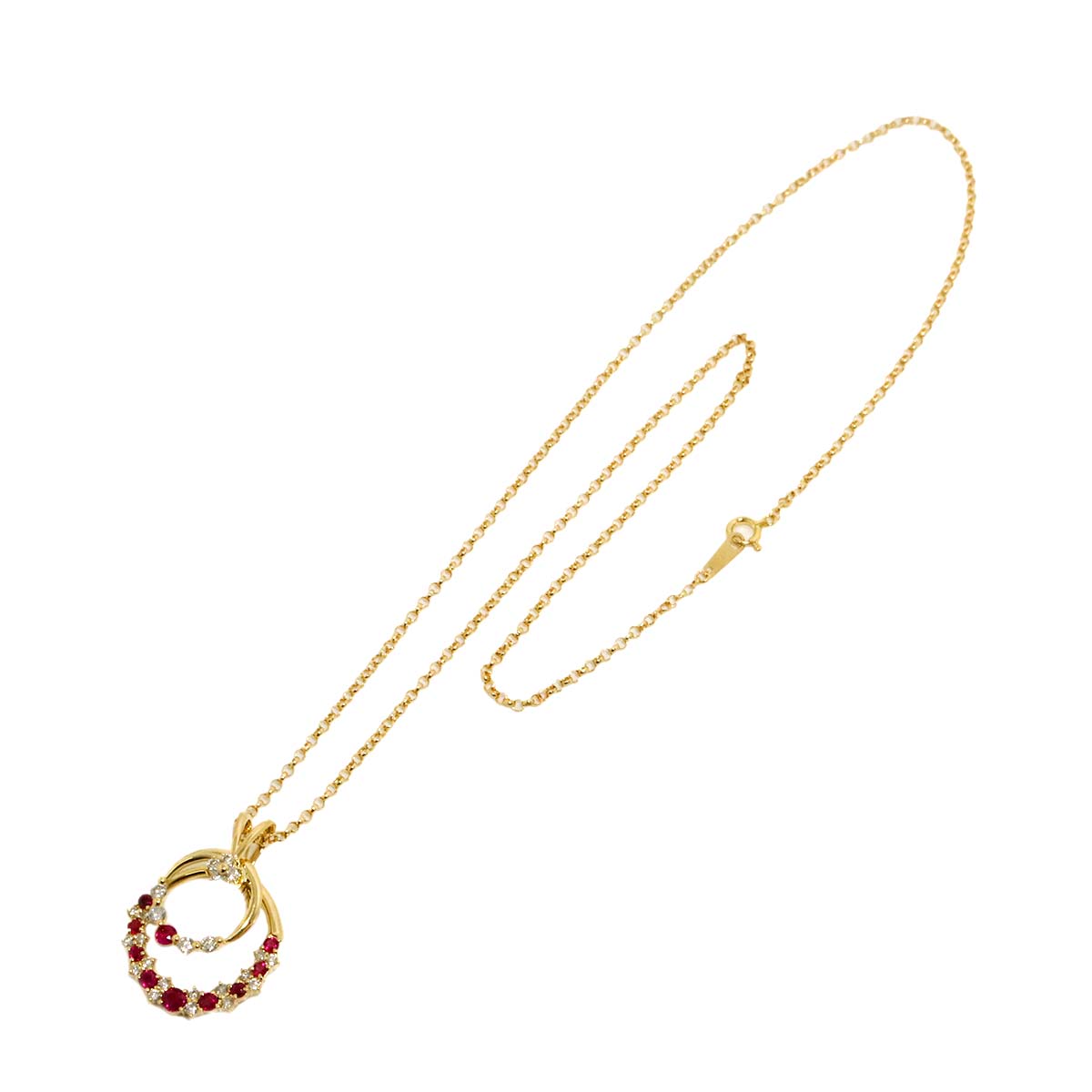 Ruby 0.77ct Diamond 0.59ct Ruby Necklace 18K YG 750