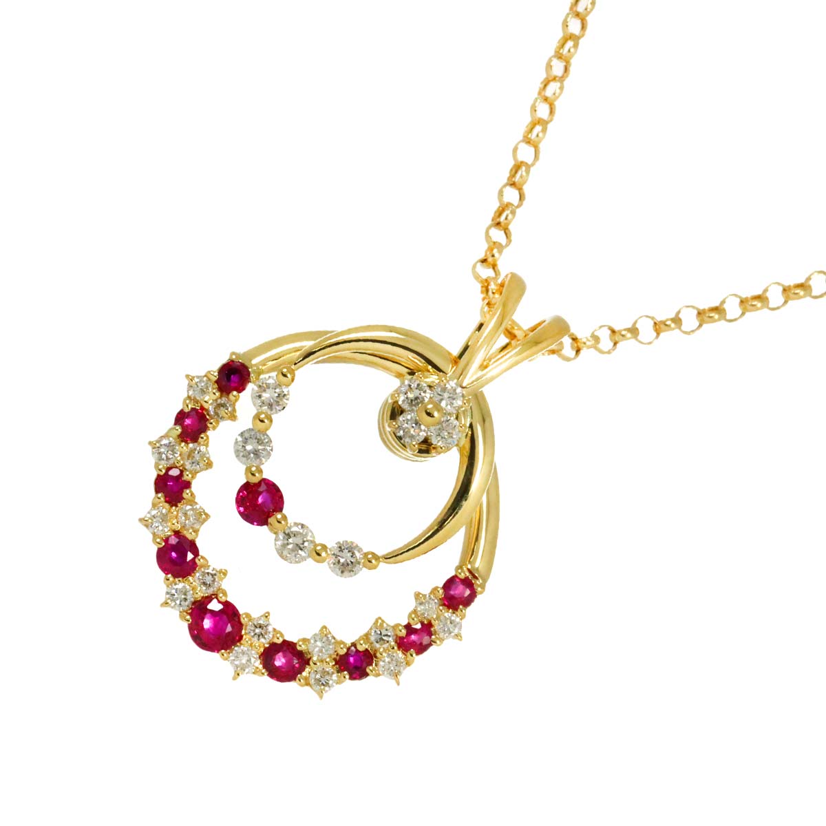 Ruby 0.77ct Diamond 0.59ct Ruby Necklace 18K YG 750