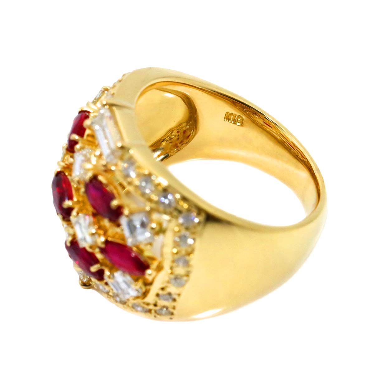 Ruby 1.76ct Diamond 2.23ct Ring 18K Yellow Gold 750 6.75 (US)