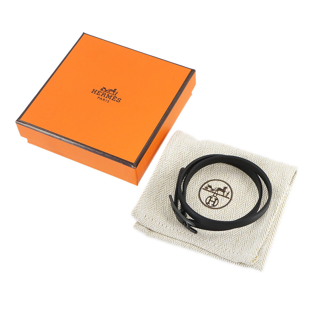 Behapi Double Tour Reversible Bracelet Swift Epsom Black T5