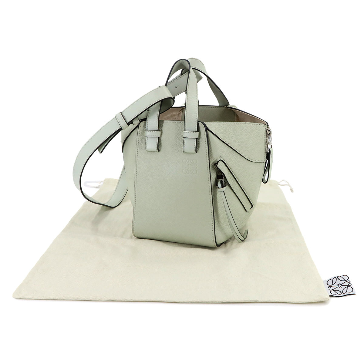 Compact Hammock 2way Hand Shoulder Bag Leather Mint Green