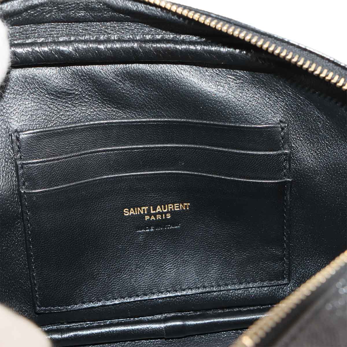 SAINT LAURENT Lou Mini Chain Shoulder Bag Leather Black 612579