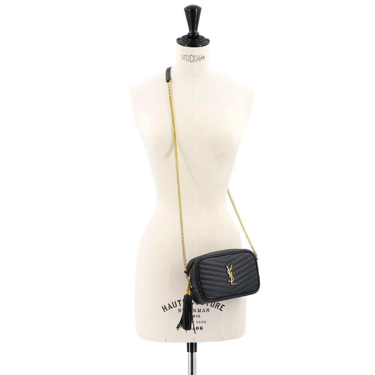 SAINT LAURENT Lou Mini Chain Shoulder Bag Leather Black 612579