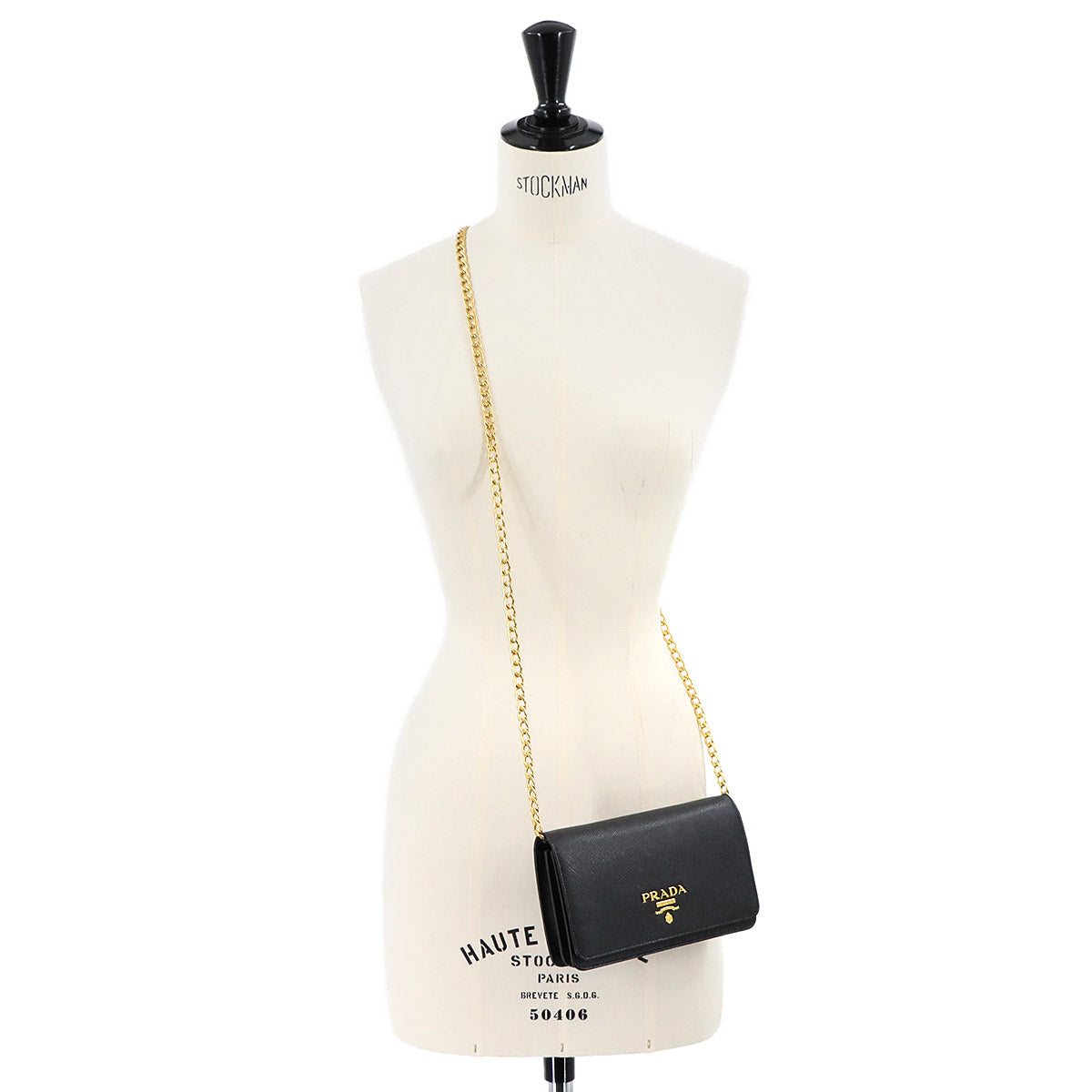 2way Shoulder Clutch Bag Saffiano Leather Black