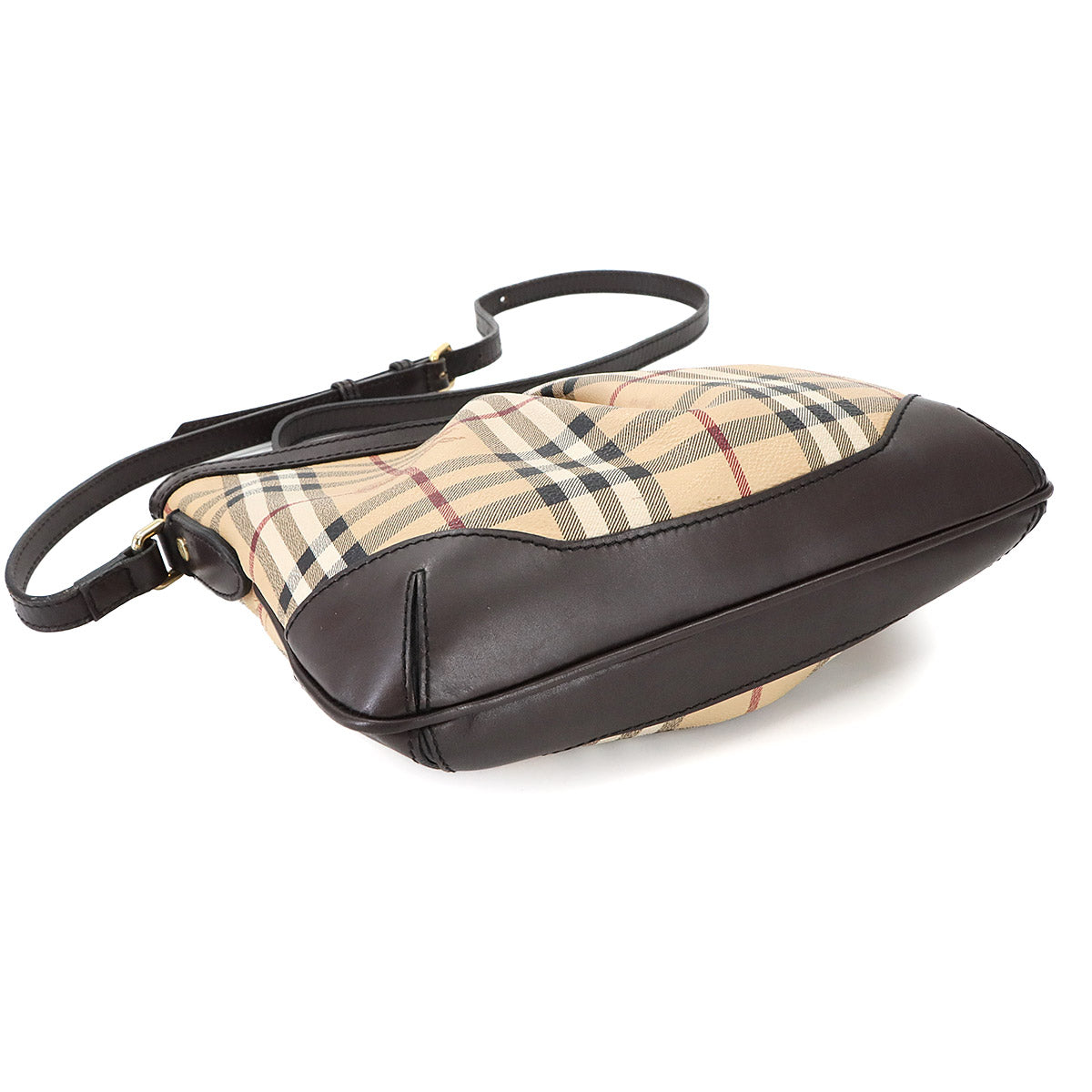 Plaid Shoulder Bag PVC Leather Beige Brown Haymarket Check 90289077