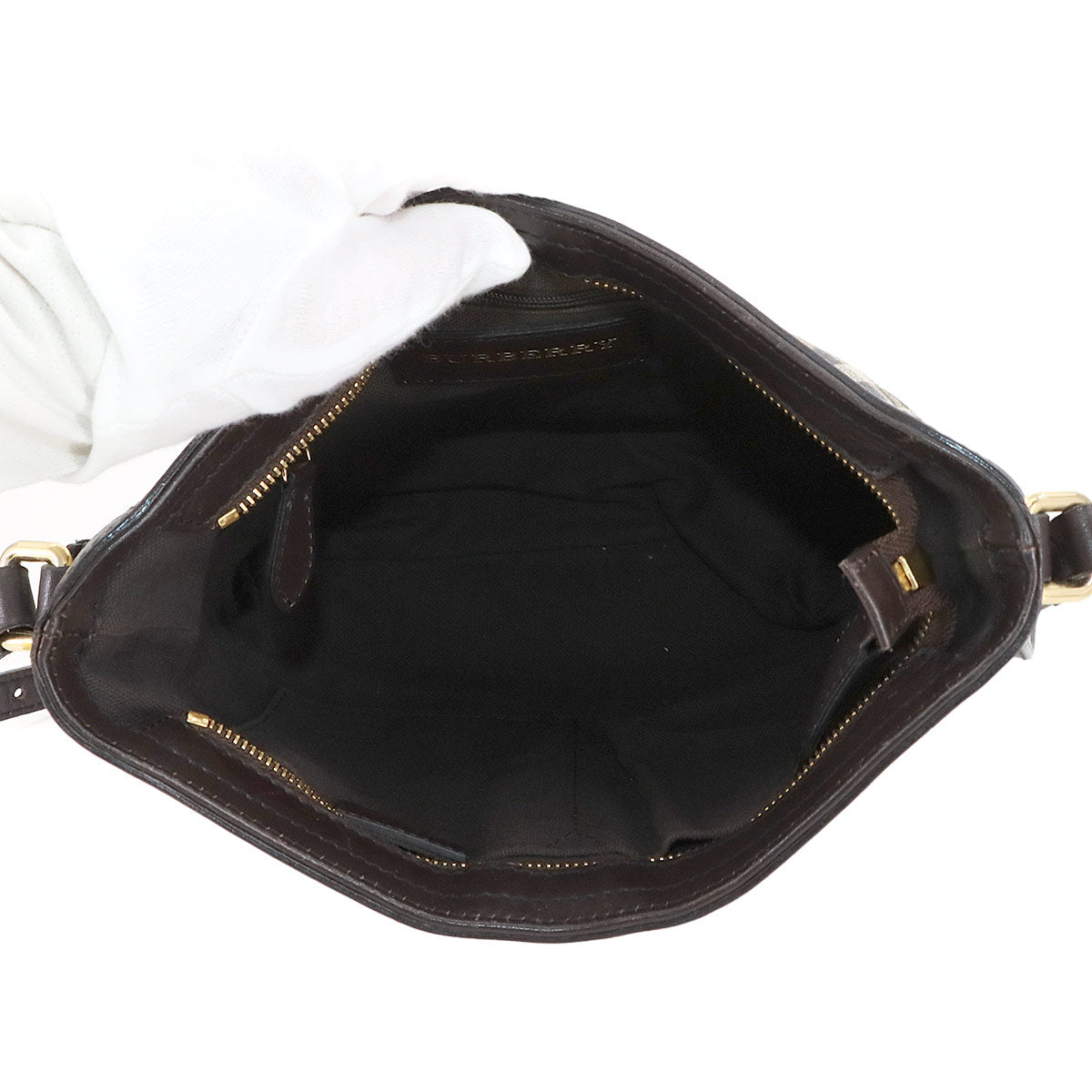 Plaid Shoulder Bag PVC Leather Beige Brown Haymarket Check 90289077