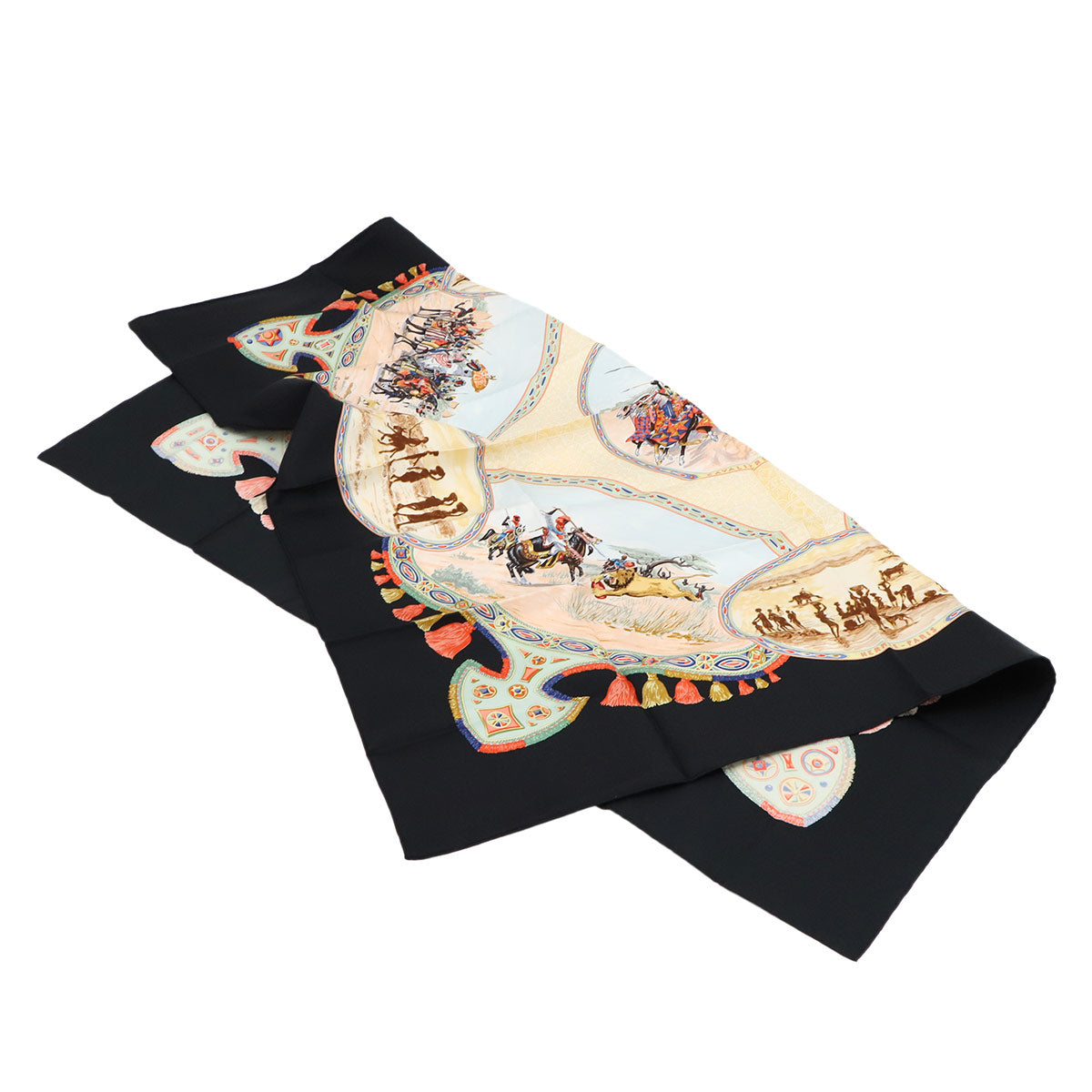 Carre 90 Scarf Cavaliers Peuls Silk Black Multicolor