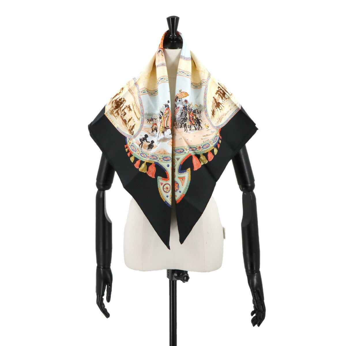 Carre 90 Scarf Cavaliers Peuls Silk Black Multicolor