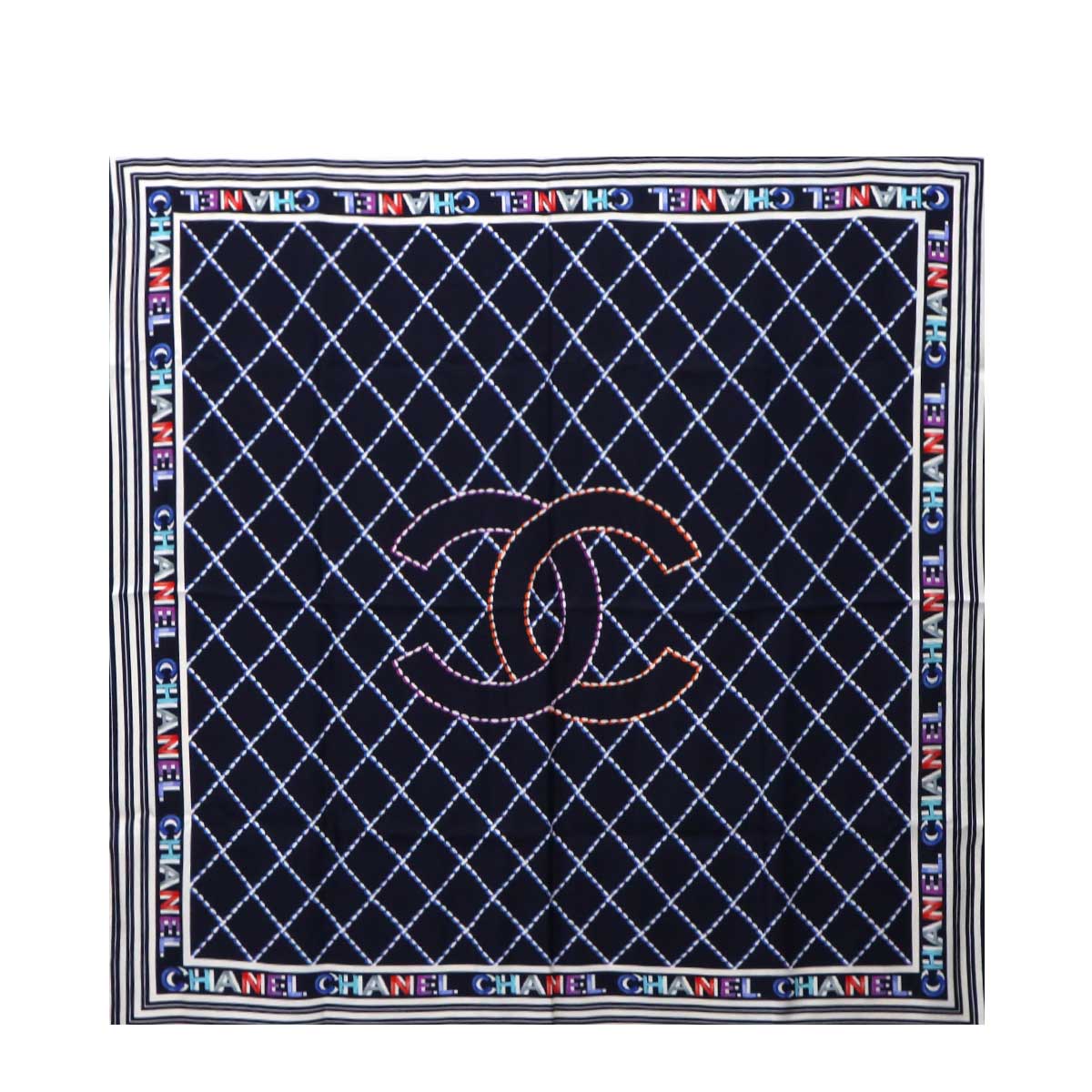 Matelasse Coco Logos Scarf Silk 100% Navy Accessory
