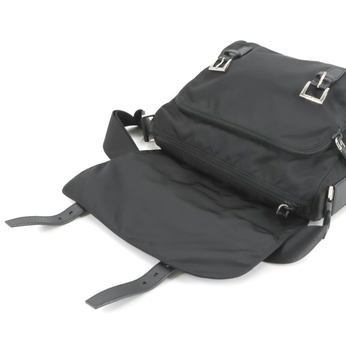 Shoulder Bag Nylon Saffiano Leather Nero Black 1BD953 Purse