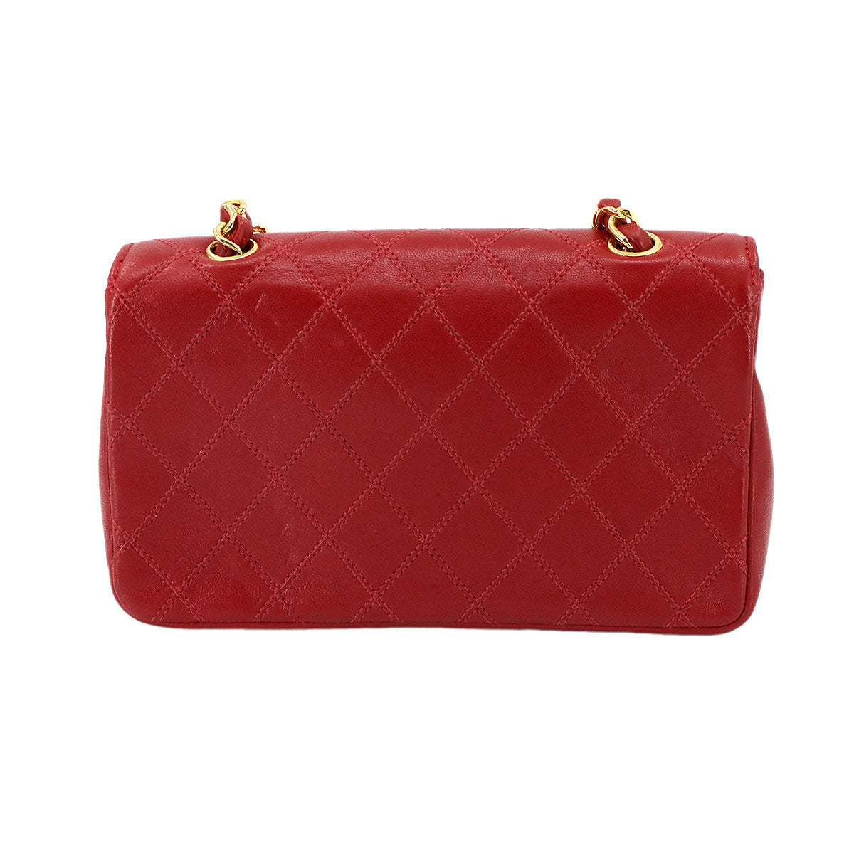Bicolore Chain Shoulder Bag Leather Red Vintage Purse
