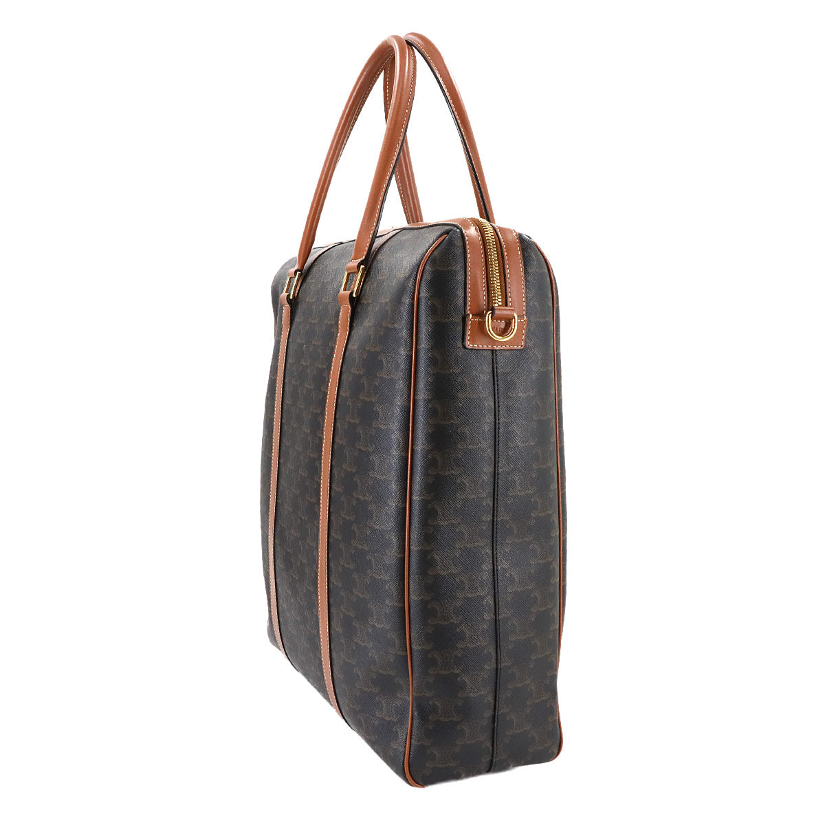 Triomphe 2way Tote Shoulder Bag PVC Leather Black Brown